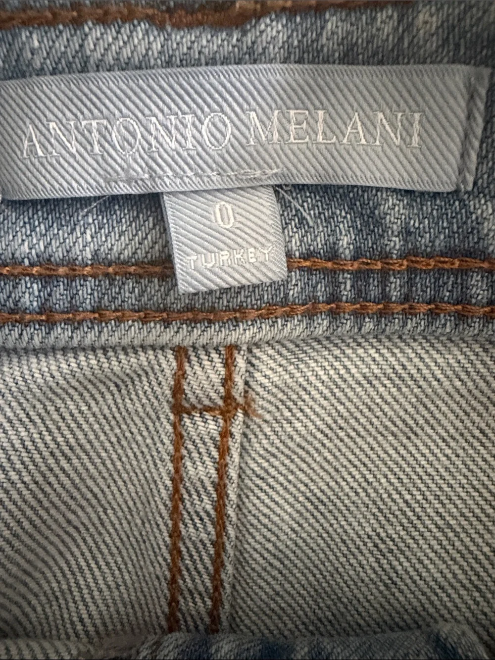 NWOT ANTONIO MELANI Light Blue Pearl-Embellished Wide Leg Jeans